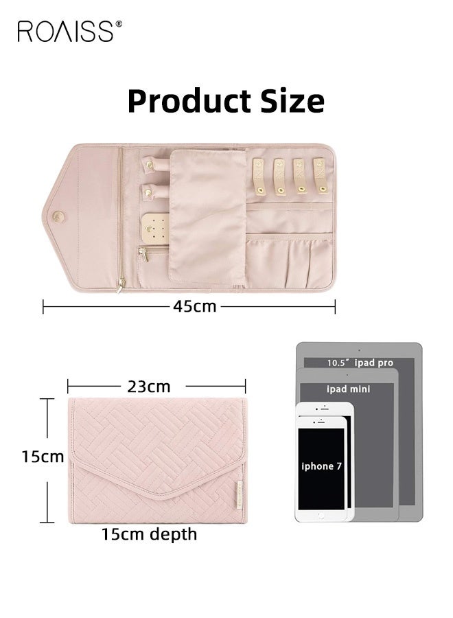 roaiss Multi-zone Jewelry Storage Bag with Magnetic Buckle, Foldable Jewelry Organizer Case for Necklaces, Earrings, Rings, Bracelets and Watches, Suitable for Daily Storage, Travel or Business Trips - Image 5